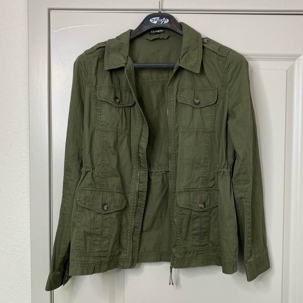 Express green military utility jacket medium